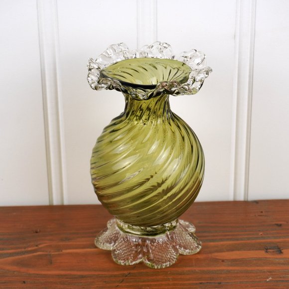 VERY RARE Chalet Heritage Glass Vase Market w/ CH LXXI Handblown Glass Art Vase - Picture 1 of 12